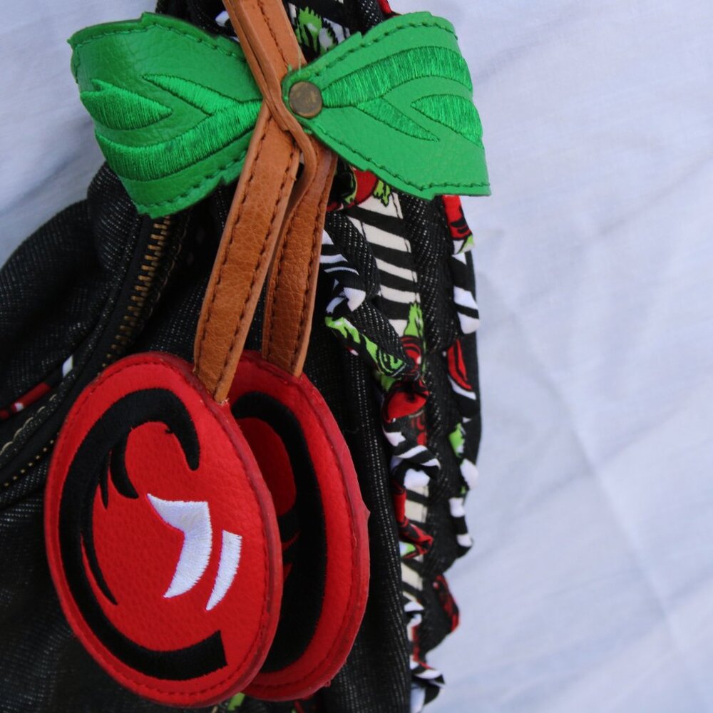 Betseyville by Betsey Johnson Denim Hobo Shoulder Bag with Cherry Charm Y2K - Picture 3 of 6